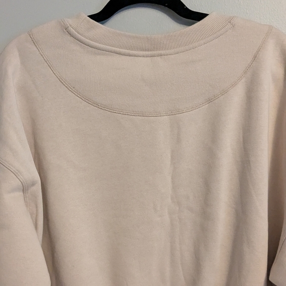 NWOT JoyLab Womens Fleece Cream Cropped Crewneck Pullover Sweatshirt Large - Picture 7 of 9